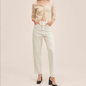 Mango High Waist Tapered Ecru Jeans